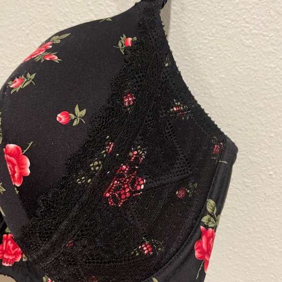 Parfait Black Underwire Bra wire Rose print. US 38H - Picture 3 of 6